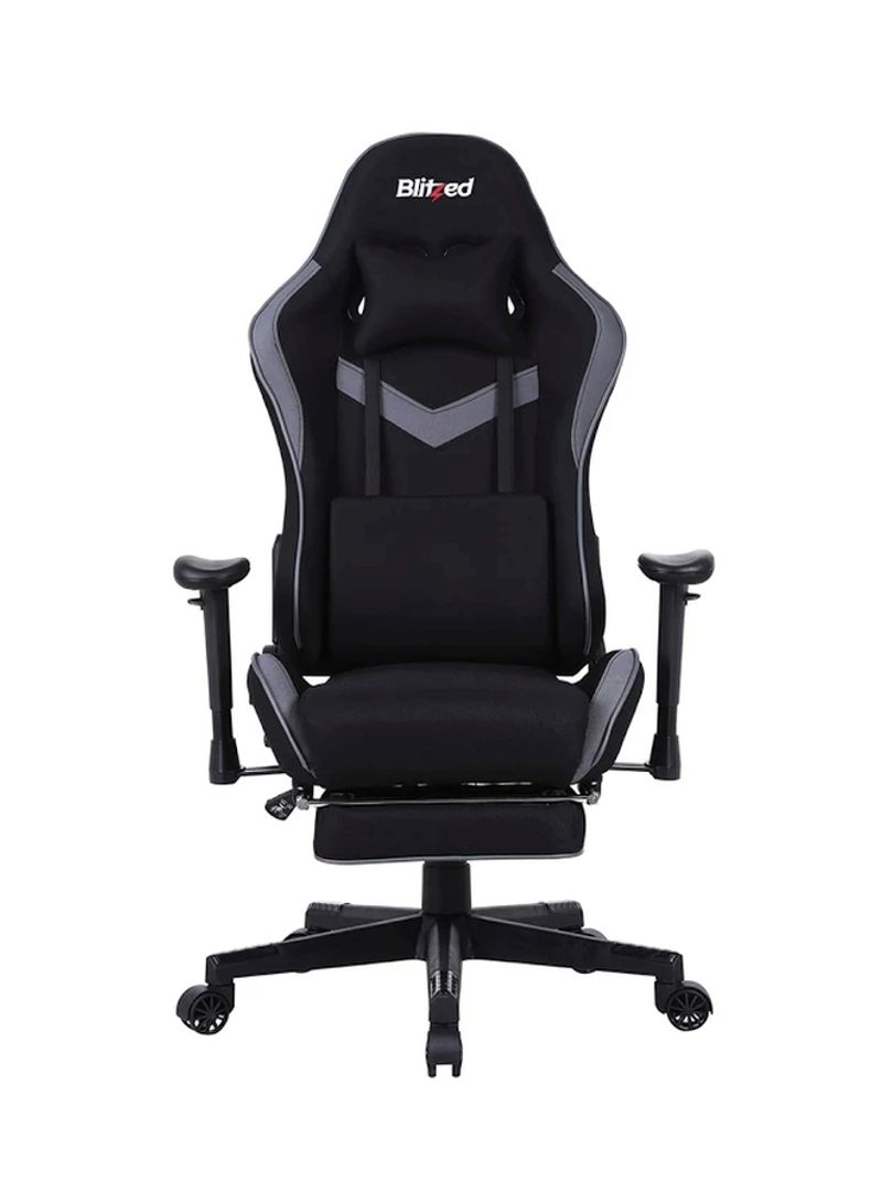 Gaming Chair Racing Style With Retractable Footrest Black