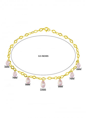 18 Karat Gold Pearl Drops Chain Bracelet
