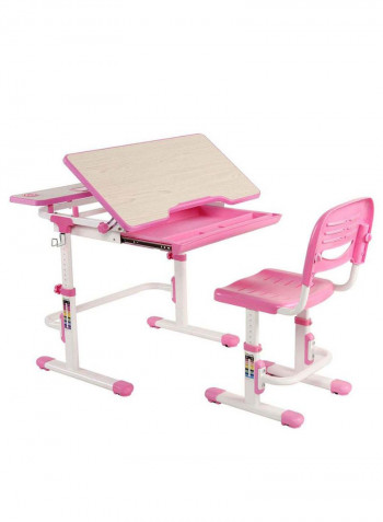 Saturn Series Ergonomic Adjustable Desk And Chair Set Pink/White 60.8centimeter