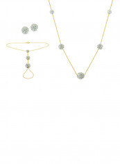 Set of 3 18 Karat Gold Gradual Built-in Crystal Ball Necklace Bracelet and Earrings