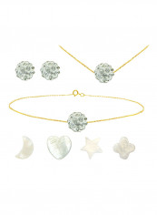 18 Karat Solid Yellow Gold Crystal Ball With 4 Piece Charm Jewellery Set