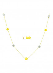 3-Piece 18 Karat Gold Built-In Crystal Ball And Pearl Jewellery Set