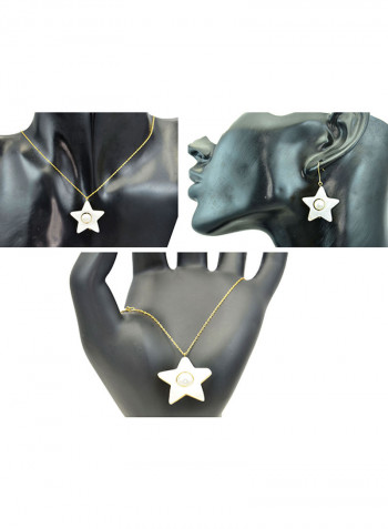3-Piece 18 Karat Solid Yellow Gold Mother Of Pearl With 6-7 mm Star Shape Jewellery