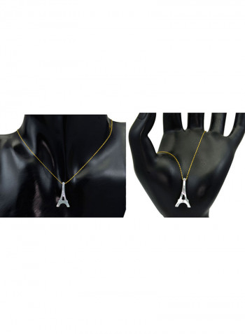 18 Karat Gold Eiffel Tower Shape Mother Of Pearl Pendant Necklace And Bracelet Set