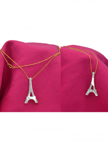 18 Karat Gold Eiffel Tower Shape Mother Of Pearl Pendant Necklace And Bracelet Set