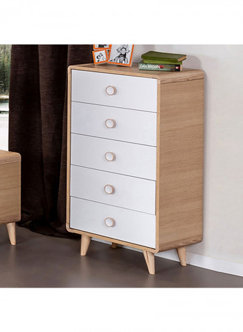 Geneva 5 Drawer Chest White/Brown 41x115x60cm