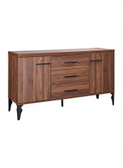 Sideboard With 3-Pullout Drawers And 2-Door Cabinets Brown