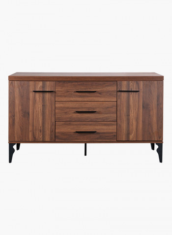 Sideboard With 3-Pullout Drawers And 2-Door Cabinets Brown