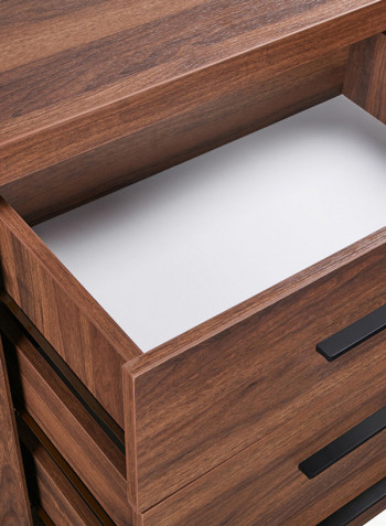 Sideboard With 3-Pullout Drawers And 2-Door Cabinets Brown