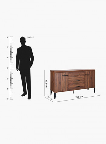 Sideboard With 3-Pullout Drawers And 2-Door Cabinets Brown