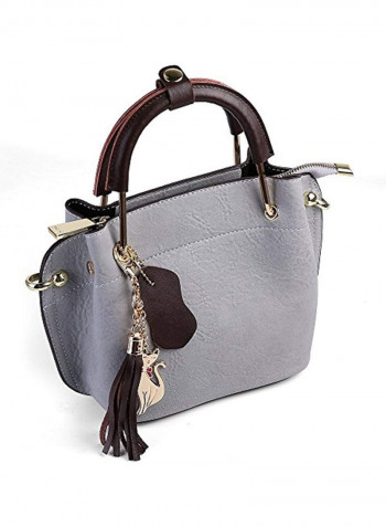Leather Shoulder Bag Grey
