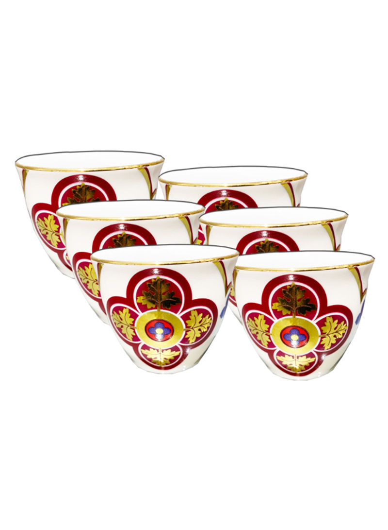 6-Piece Gawa Ornament Design Tea Cup Set Multicolour 5.5cm