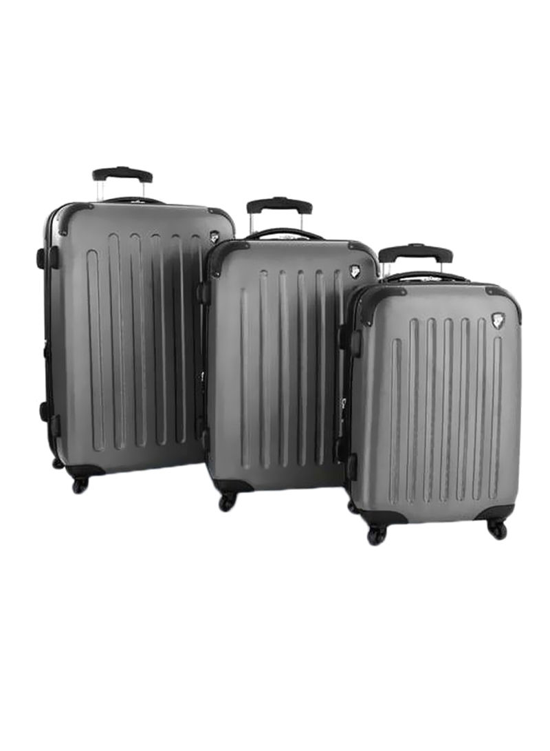 Set Of 3 Revolver Trolley Bag Luggage Set Grey/Black