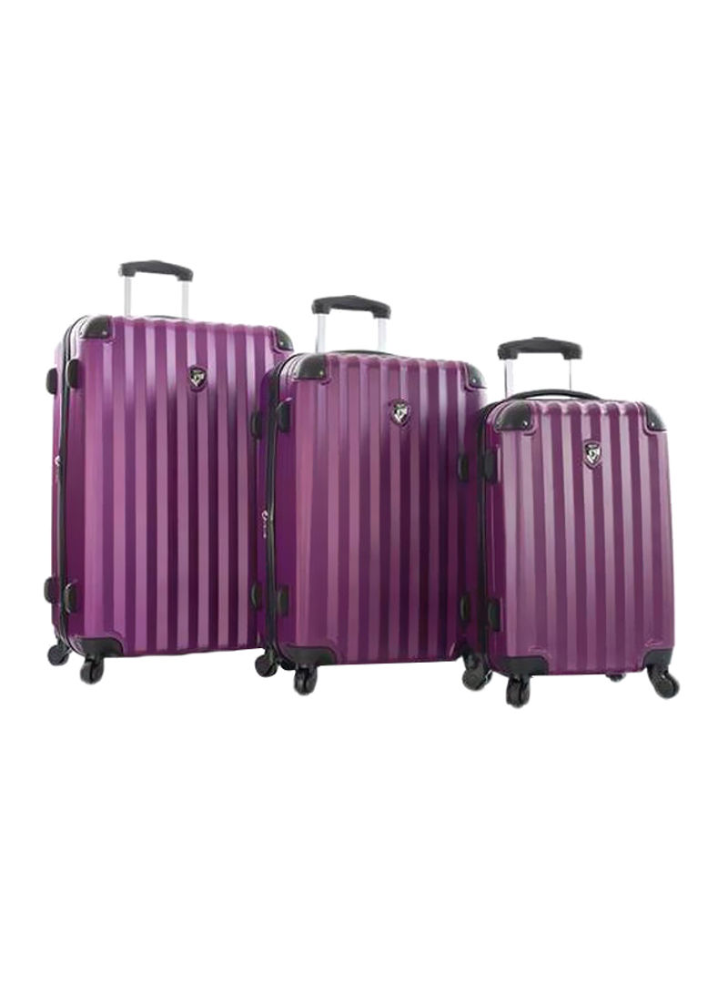 Set Of 3 Ridge 4W Trolley Bag Luggage Set Purple/Black
