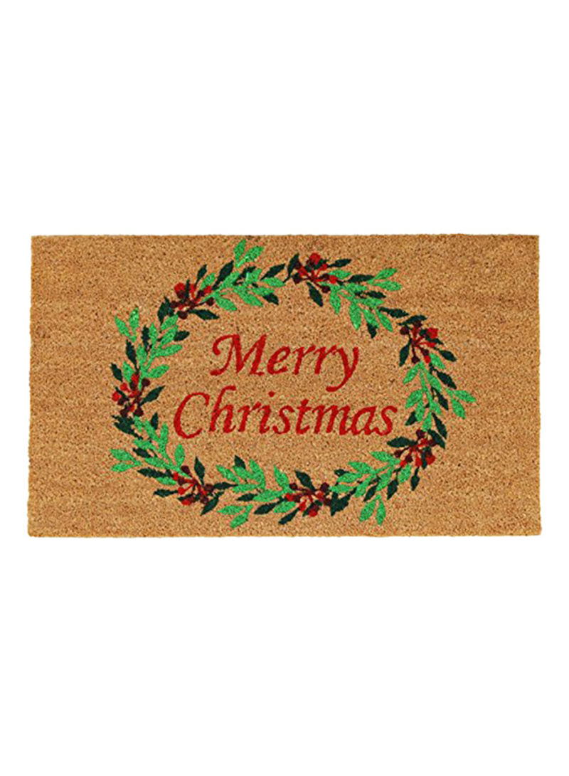 Christmas Wreath Doormat Brown/Green/Red 0.6x29x17inch