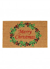 Christmas Wreath Doormat Brown/Green/Red 0.6x29x17inch