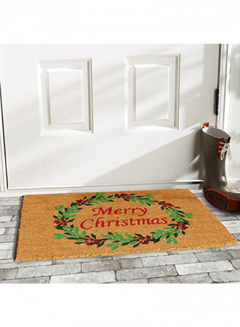 Christmas Wreath Doormat Brown/Green/Red 0.6x29x17inch