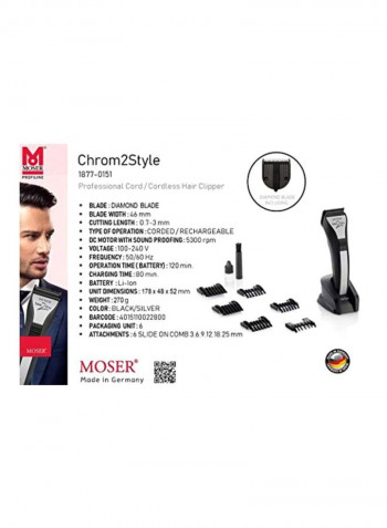 Chrom 2 Style Hair Clipper Black/Grey