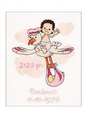 طقم أدوات تطريز بتصميم غرز متقاطعة بنمط يحمل عبارة It's a Girl أزرق/أحمر