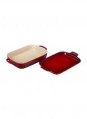 Stoneware Rectangular Dish With Lid Cherry 14.75x9x2.5inch