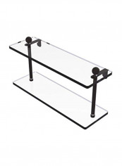 Two Tiered Glass Shelf Clear/Black 16inch