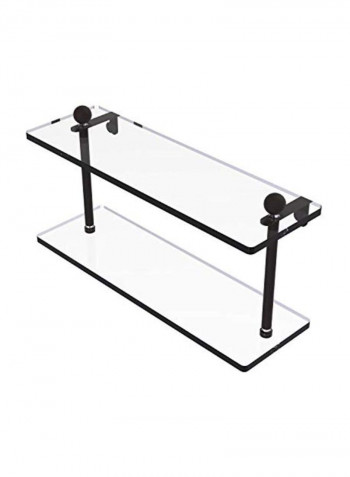 Two Tiered Glass Shelf Clear/Black 16inch