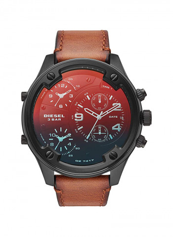 Men's Leather Analog Wrist Watch DZ7417