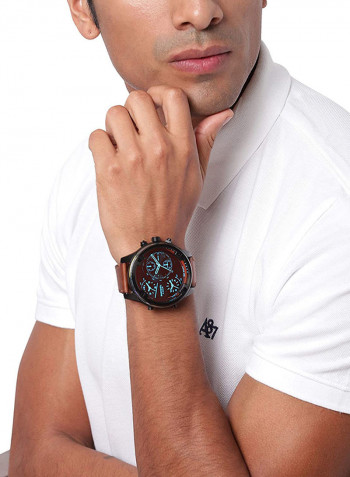 Men's Leather Analog Wrist Watch DZ7417