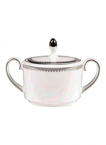 Sugar Bowl With Lid White/Black 4inch