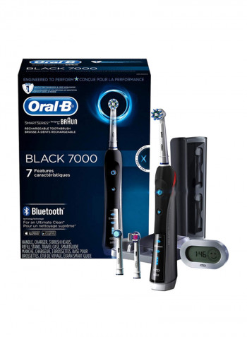 Electric Toothbrush With 3 Replacement Brush Heads Black/White/Green