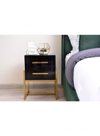 Mondo Night Stand With 2 Drawers Black/Gold 42x60x44cm