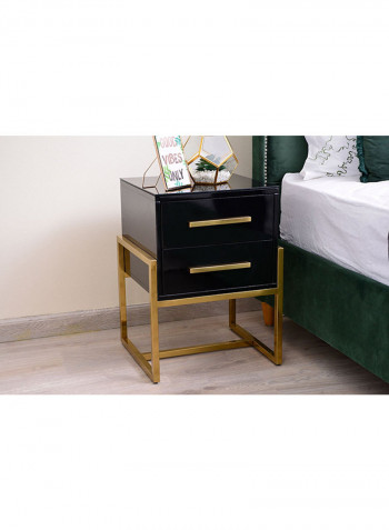 Mondo Night Stand With 2 Drawers Black/Gold 42x60x44cm