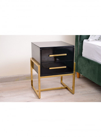 Mondo Night Stand With 2 Drawers Black/Gold 42x60x44cm