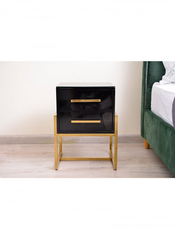 Mondo Night Stand With 2 Drawers Black/Gold 42x60x44cm