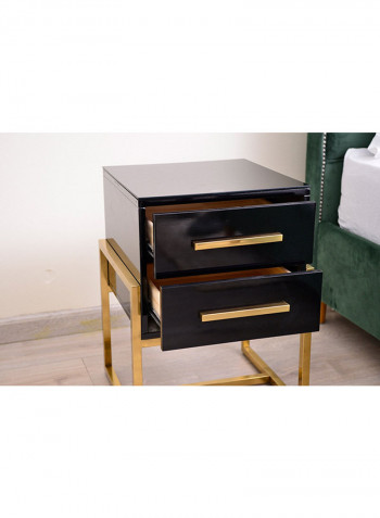 Mondo Night Stand With 2 Drawers Black/Gold 42x60x44cm