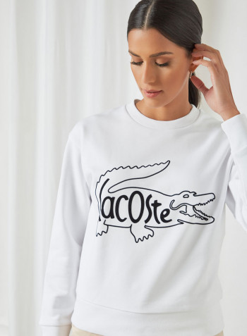 Crocodile Print Fleece Sweatshirt White