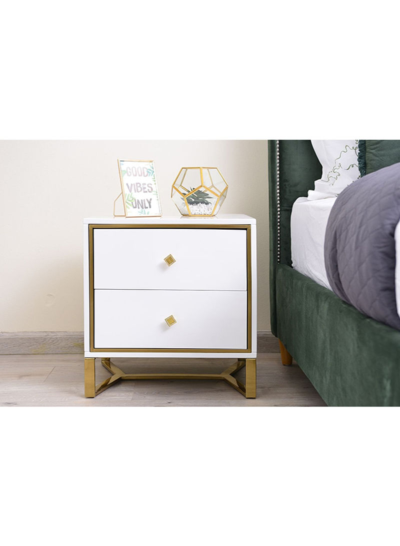 Irvine Night Stand With 2 Drawers White/Gold 42x52x50cm