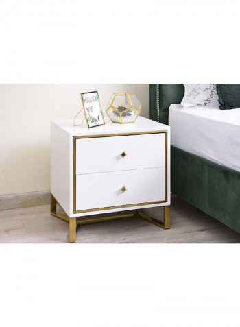 Irvine Night Stand With 2 Drawers White/Gold 42x52x50cm