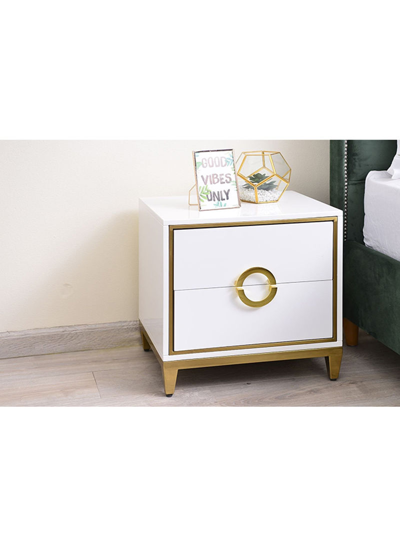 Ranimar Night Stand With 2 Drawers White/Gold 43x50x50cm