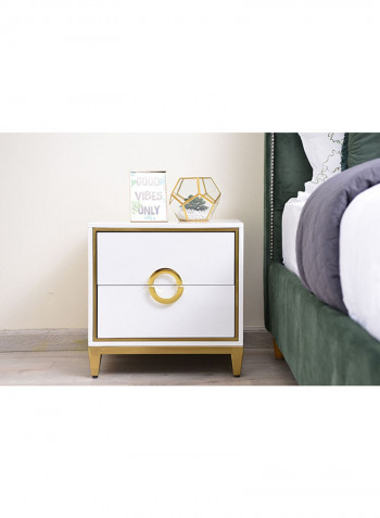 Ranimar Night Stand With 2 Drawers White/Gold 43x50x50cm