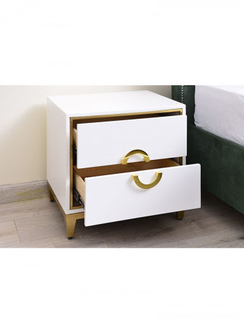 Ranimar Night Stand With 2 Drawers White/Gold 43x50x50cm