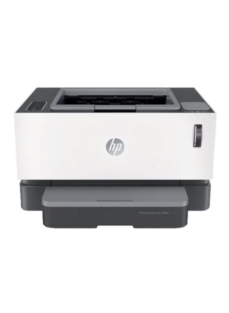 Never Stop LaserJet 1000W Wireless Capability Laser Printer,4RY23A White/Grey