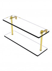 Two Tiered Glass Shelf Clear/Gold 16x5x8inch
