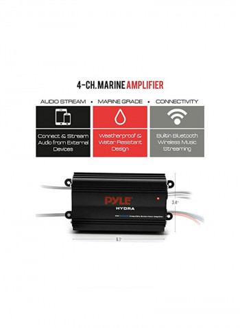 4-Channel Bridgeable Marine Amplifier PLMRMB4CB Black/Red