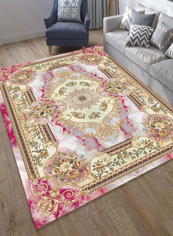 Floral Print Anti-Skid Soft Mat Pink/Brown 120X180centimeter