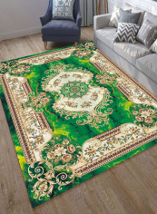 Floral Print Anti-Skid Soft Mat Green/Brown 120X180centimeter