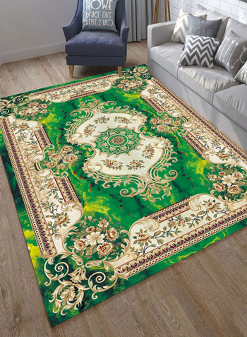Floral Print Anti-Skid Soft Mat Green/Brown 120X180centimeter