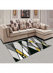 Geometric Print Simple Anti-Skid Soft Mat Grey/Black/Yellow 120X180centimeter