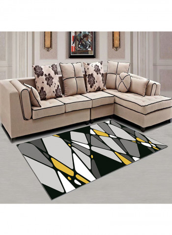 Geometric Print Simple Anti-Skid Soft Mat Grey/Black/Yellow 120X180centimeter