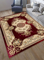 Vintage Flower Print Anti-Skid Soft Mat Red/Brown 120X180centimeter